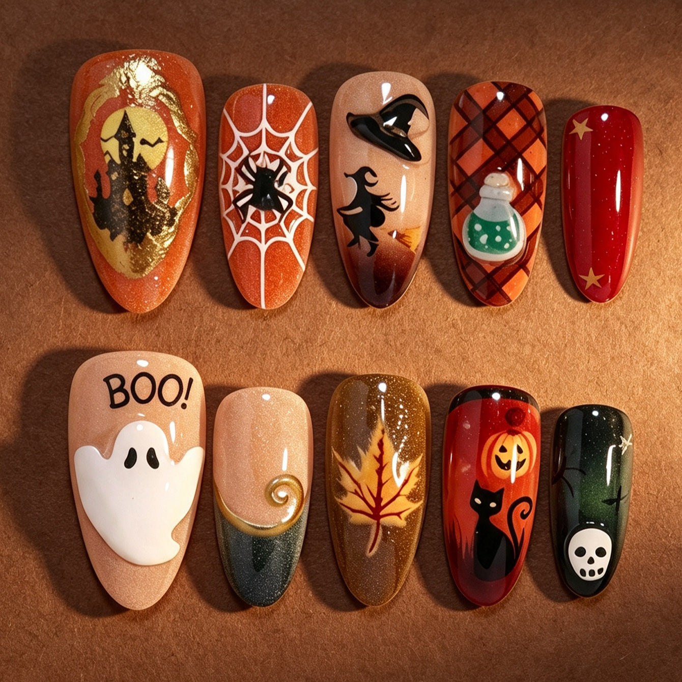 Halloween-Themen Dekorative Press-On Nagelkunst Set Brehn