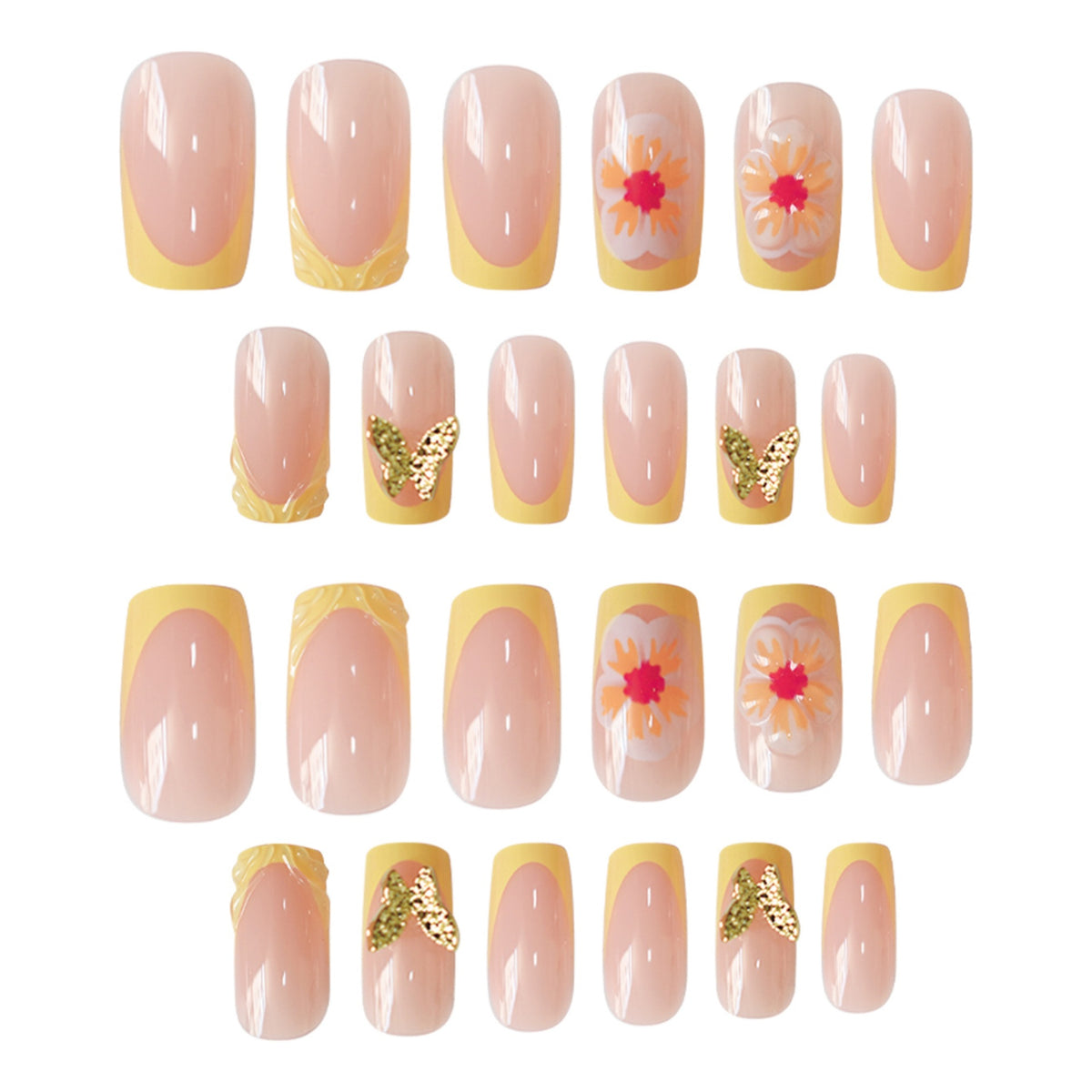Künstlerisches florales Press-On-Nageldesign Brehn