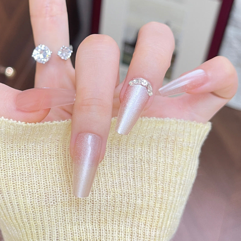 Dekoratives Langes Press-On-Nagel-Set mit Strass-Akzenten Brehn