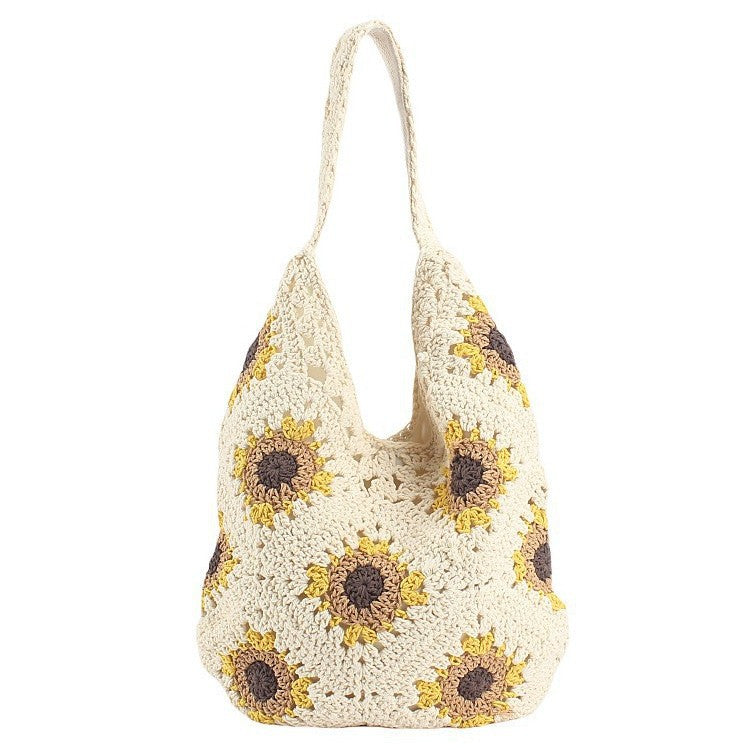 Handgefertigte Häkel Tasche mit Sonnenblumenmuster Brehn