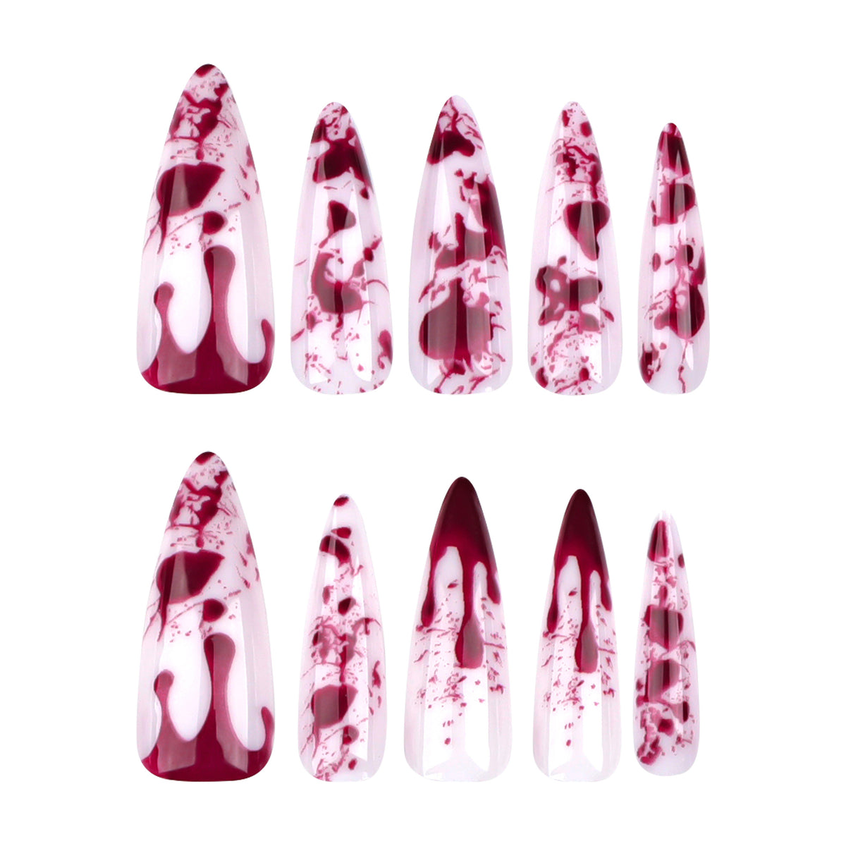 Künstliche lange Stiletto-Nägel mit Blutdesign Brehn