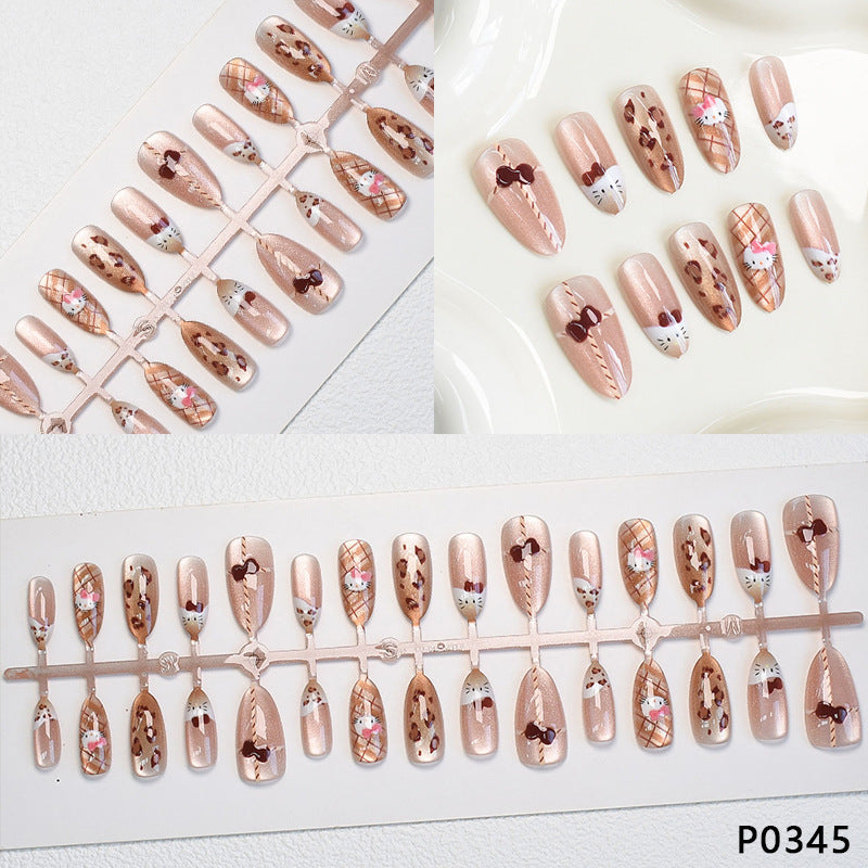 Verspieltes Tierdruck Press-On Nagelset Brehn