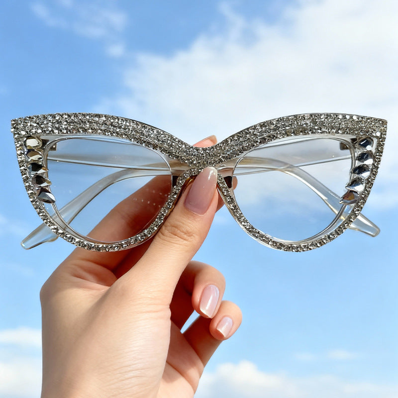 Rhinestone-beschmückte Cat-Eye-Brillen Brehn