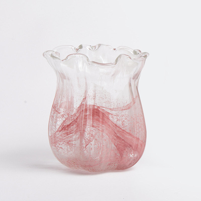 Handgeblasen Rüschentulpen Kunstglas Dekorative Vase Brehn