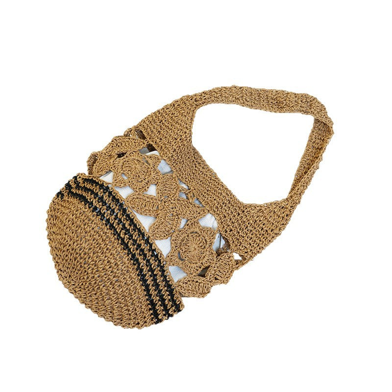 Damen Handgewebte Korbtasche im floralen Design Brehn