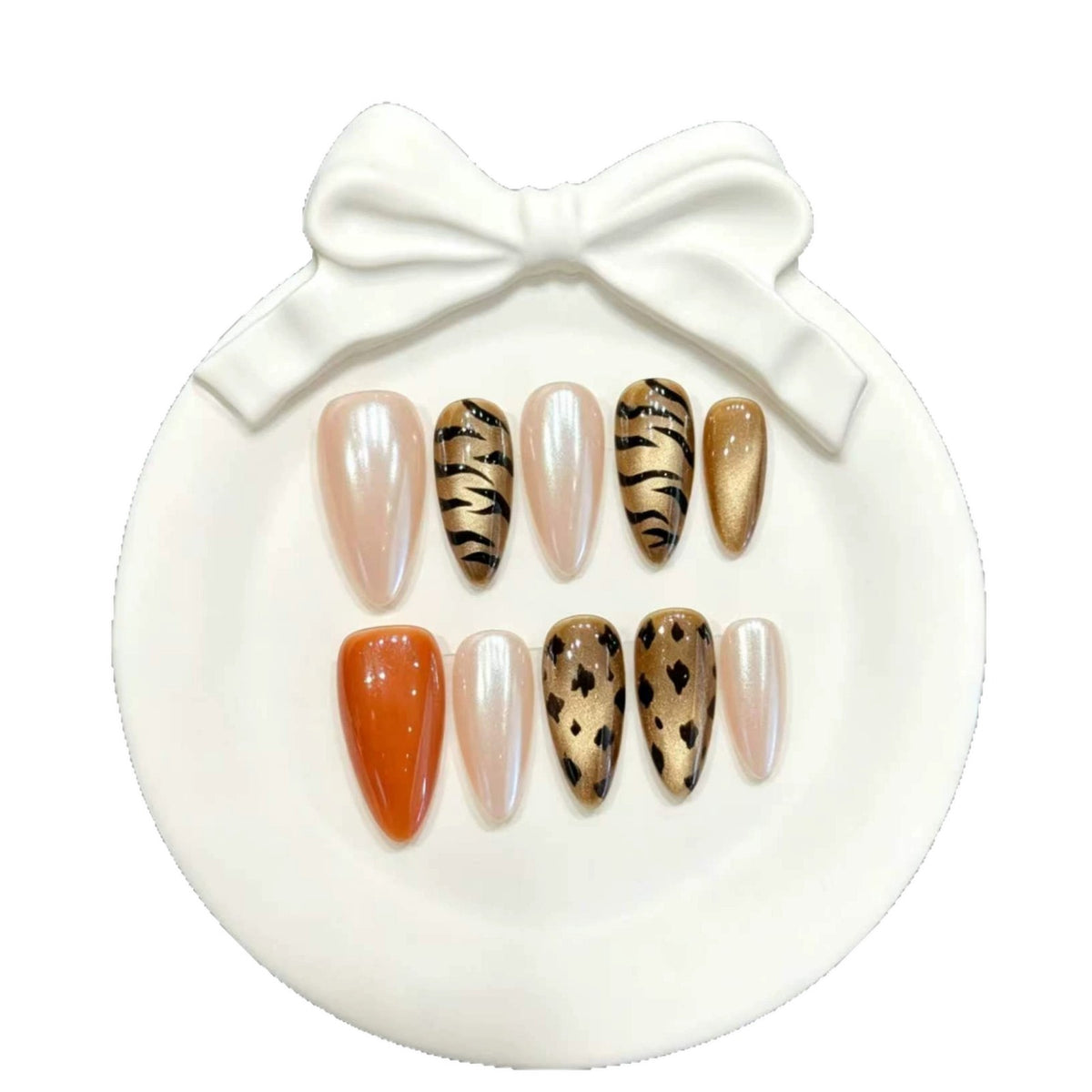 Dekoratives Press-On Nail Art Set mit Tierdruckdesigns