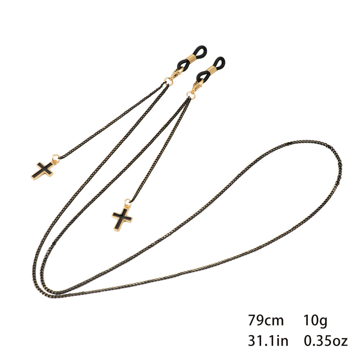 Stylische Perlen Kreuz Anhänger Brille Kette Brehn