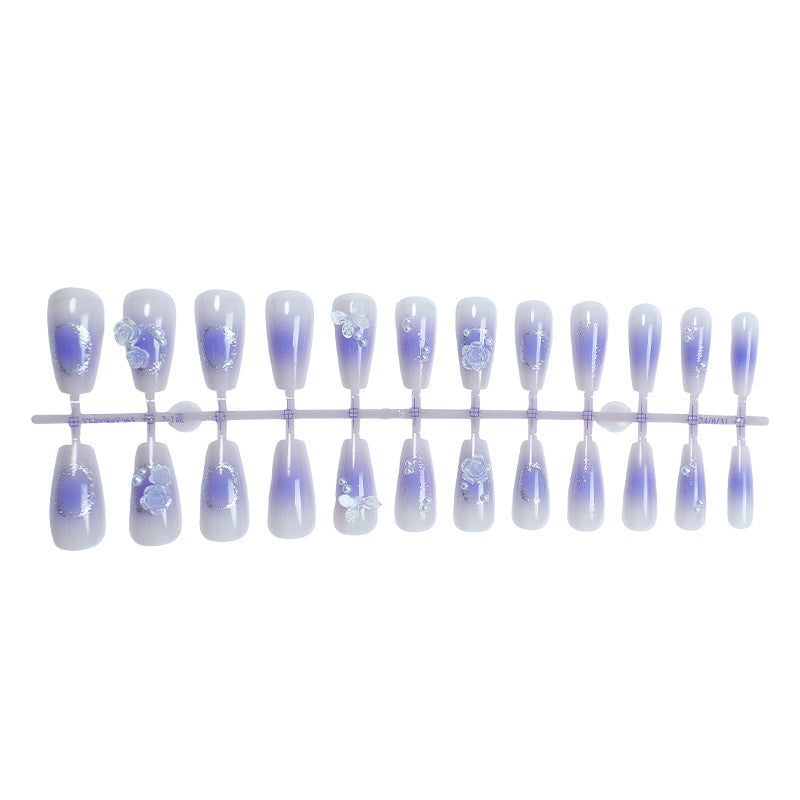 Künstlerisches Ombre Floral Press-On Nagel Set Brehn