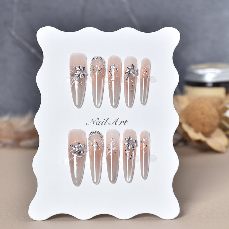 Elegante Stiletto Press-On Nagelverlängerungen mit Strass Brehn