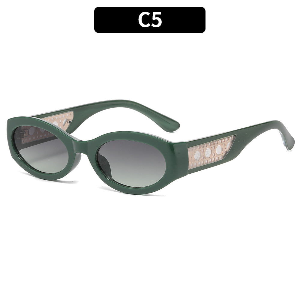 Modische Retro Ovalrahmen-Sonnenbrille