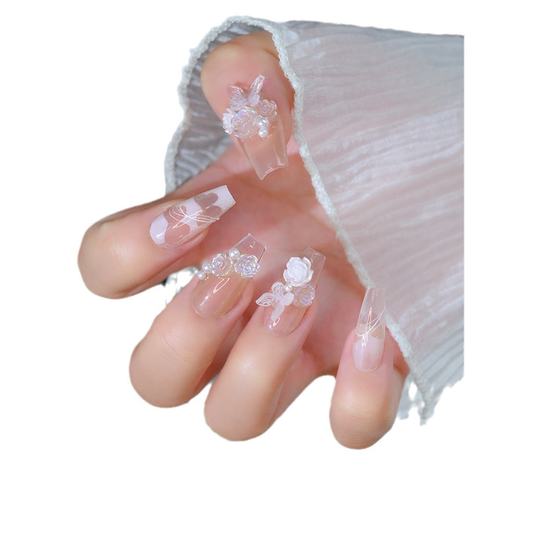 Eleganter Floral Press-On Nagelset Brehn