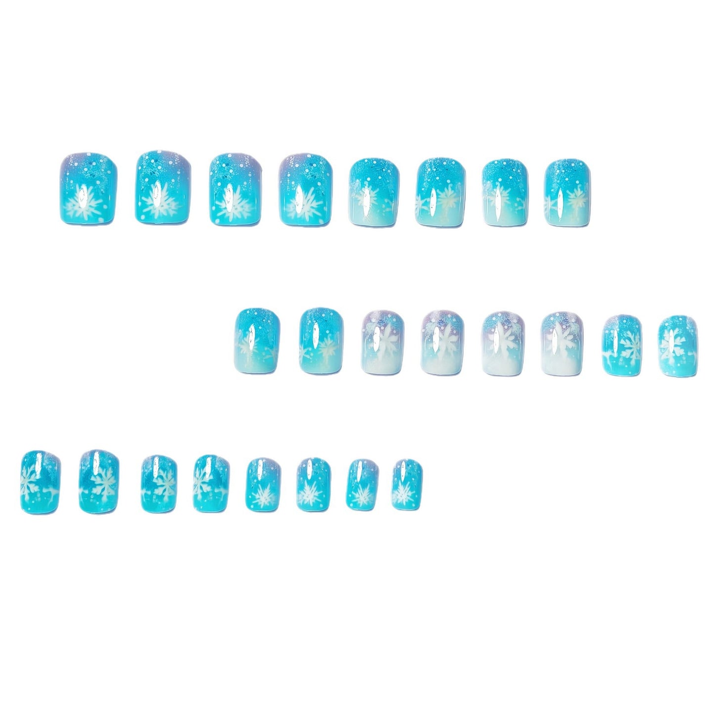 Saisonale Schneeflocken-Themen Press-On Nagel Set Brehn