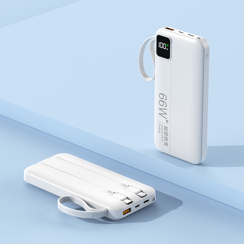 Hochleistungs-Powerbank mit integrierten Ladekabeln und digitalem Display Brehn