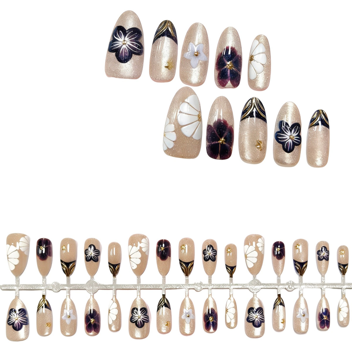 Künstlerisches Floral Press-On Nagel Set 1791645794