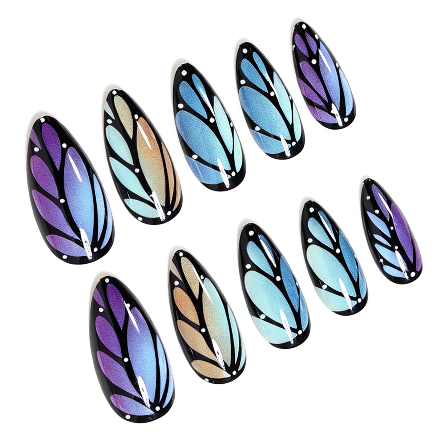 Künstlerisches Stiletto-Nailart-Set mit Blattmustern Brehn