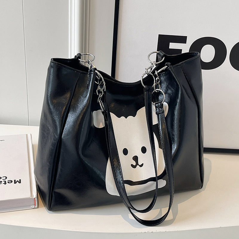 Süße Bärenprint-Faux-Leder-Hobo- Tasche