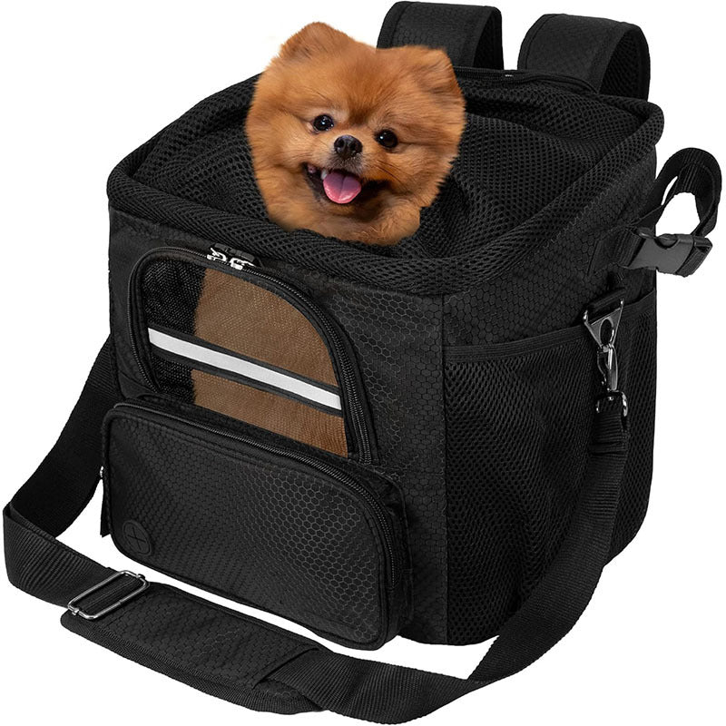 rechteckige isolierte Haustierreisetasche mit Kordelzug-Maschenoberteil, Fronttasche für den Zugang und verstellbarem gepolstertem Schultergurt Brehn