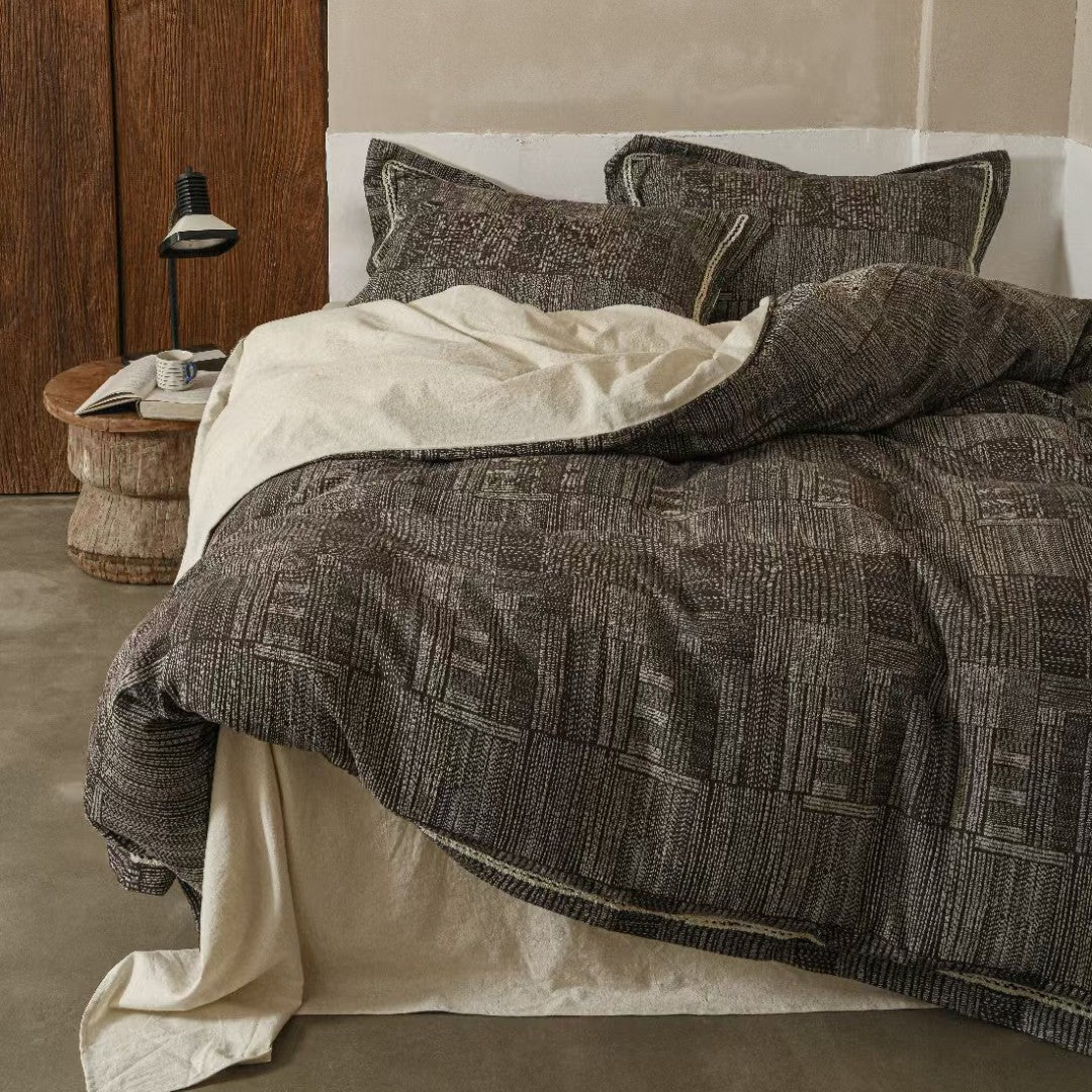 Bettwäsche-Set aus Leinen mit strukturierter Patchwork-Optik