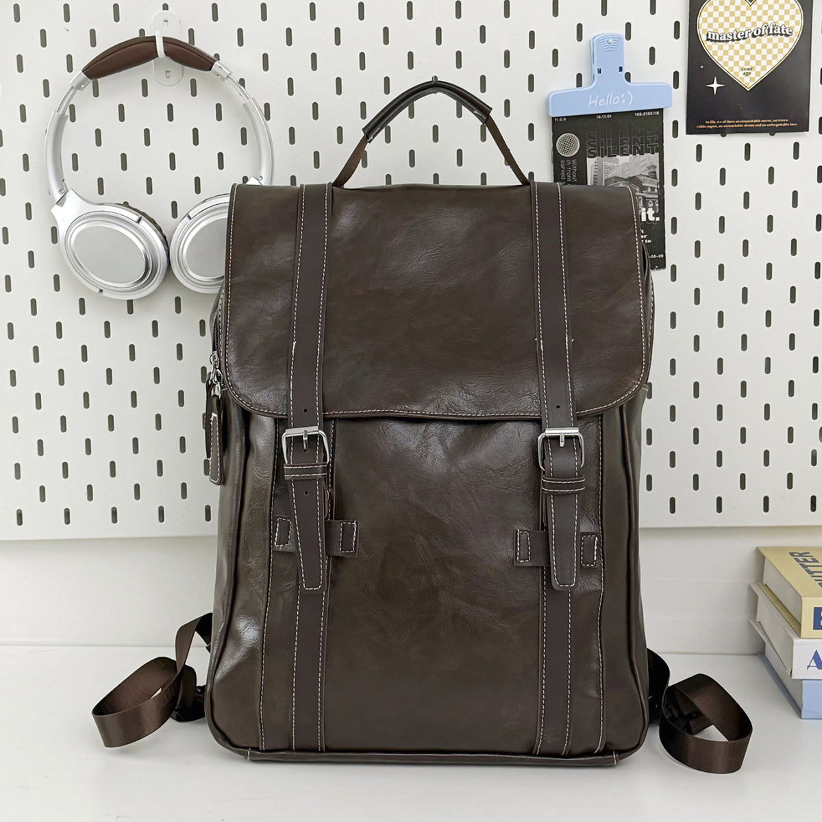 Stylischer Leder Laptop Rucksack