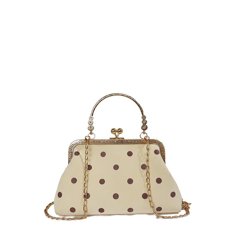 WoVintage Elegante Polka Dot Abend-Clutch Brehn