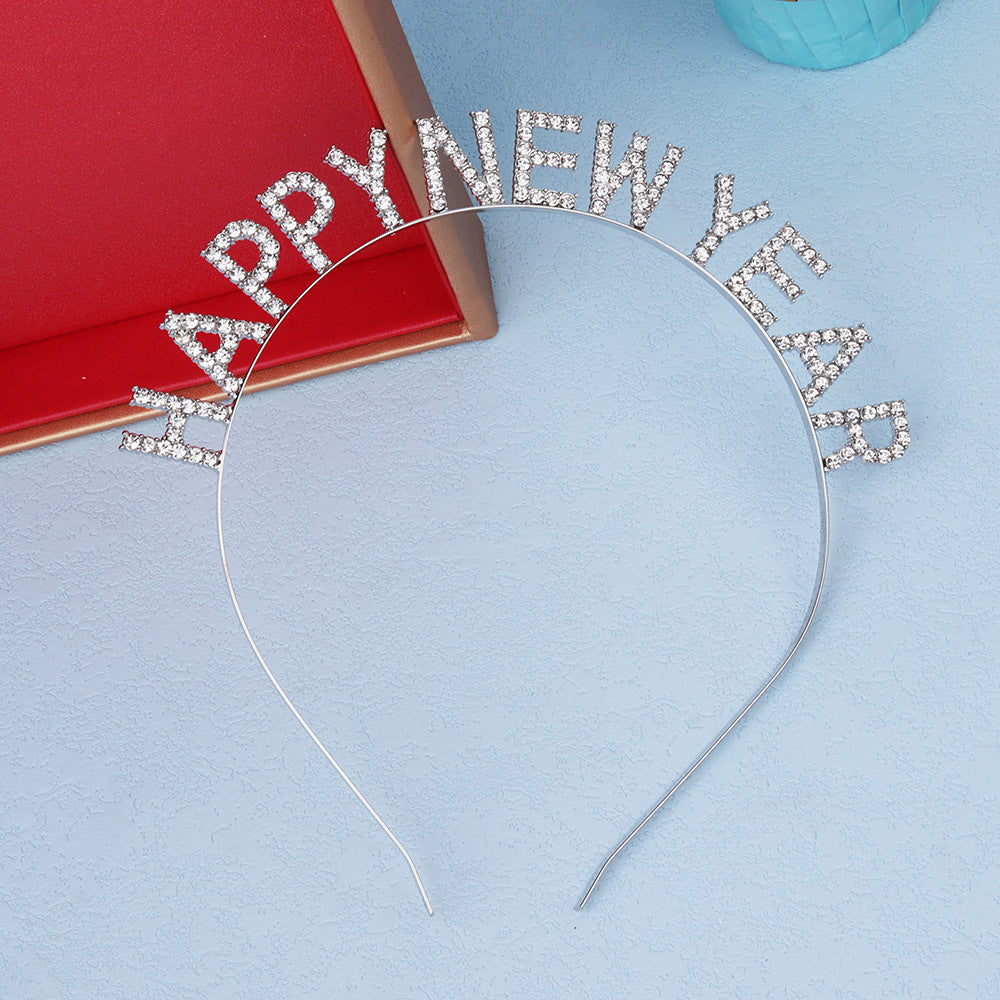 Damen Glitzernder Haarreif mit "Happy New Year"-Aufschrift Brehn