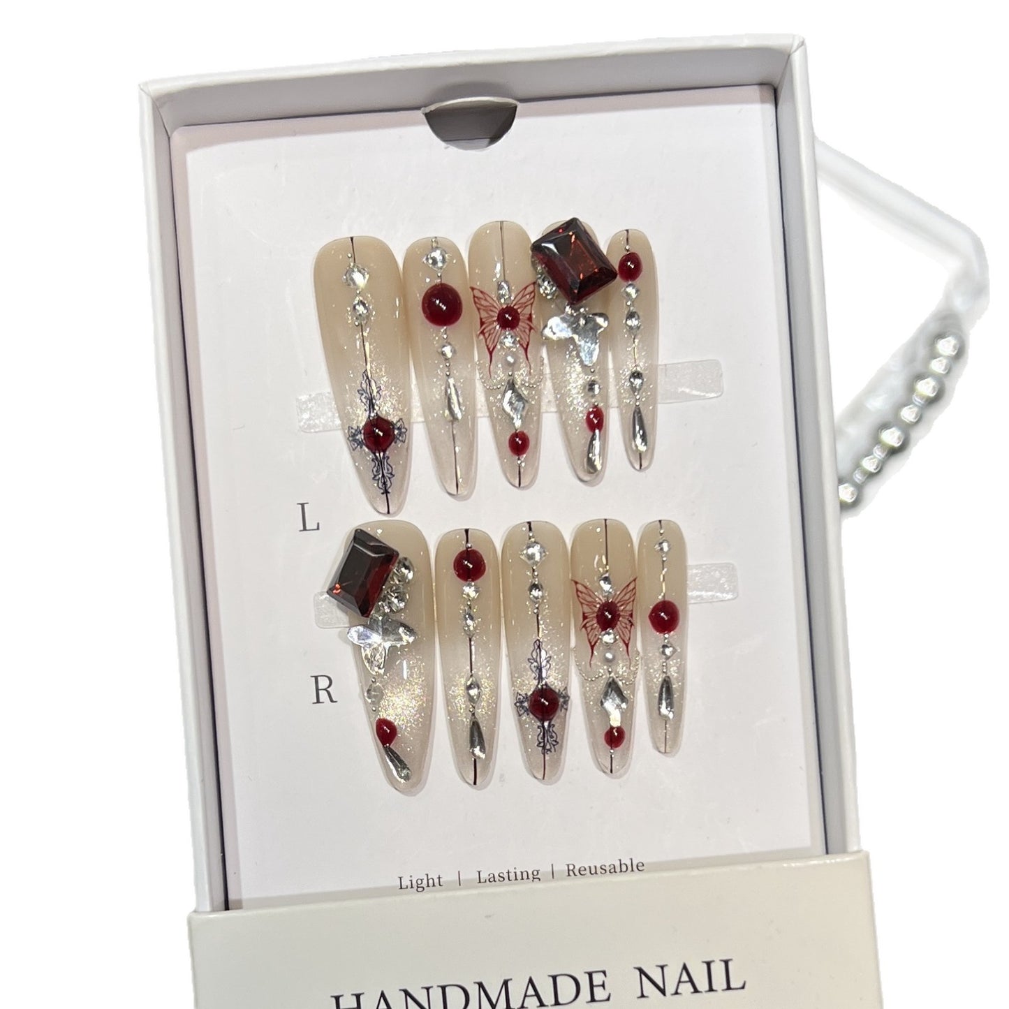 Künstlerisches floral verziertes Press-On Nail Set Brehn