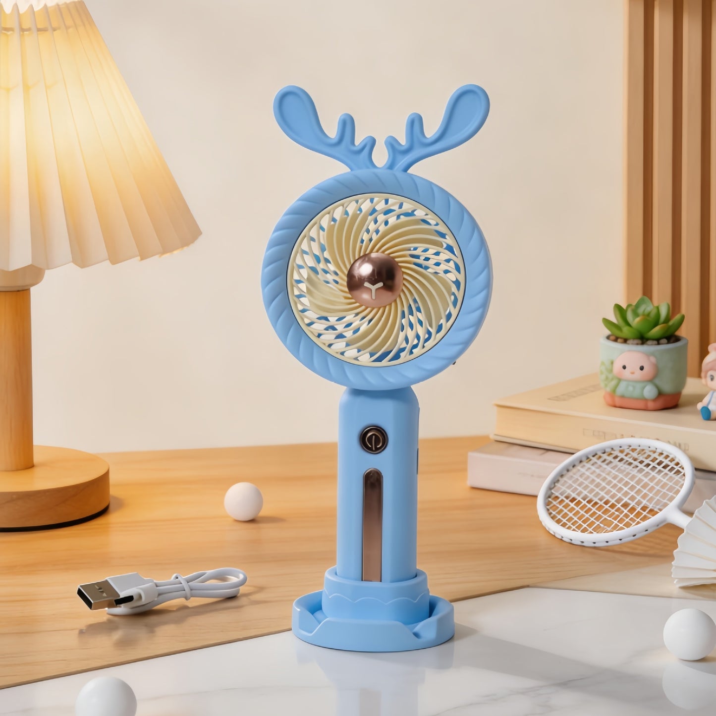 Damen Tragbarer Handventilator mit kreativem Geweih-Design Brehn