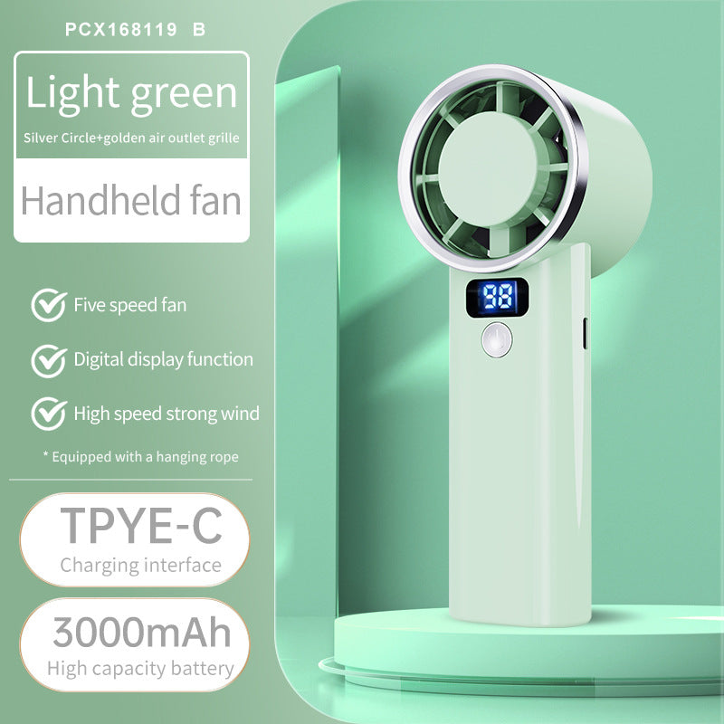 Unisex Handventilator mit digitaler Anzeige und fünf Geschwindigkeitsstufen Brehn
