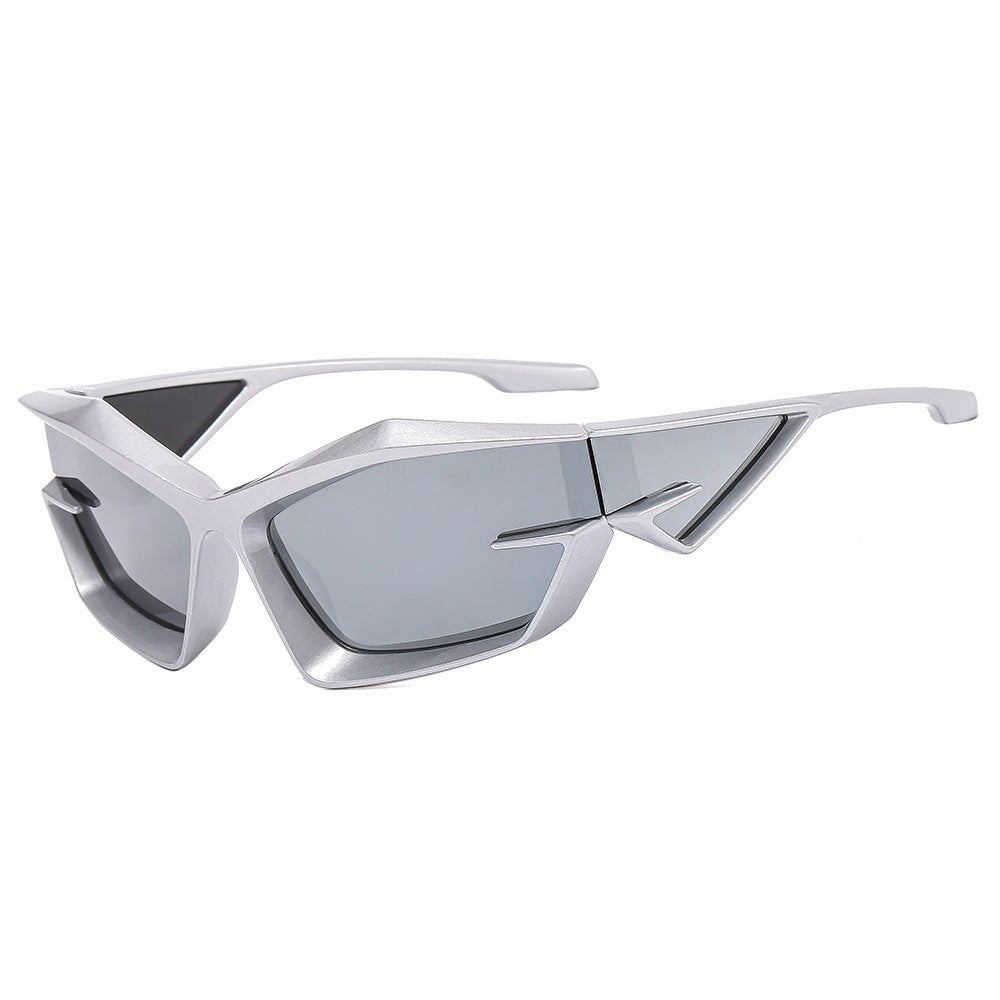 Damen futuristische Sonnenbrille mit einzigartigem Polygon-Design Brehn