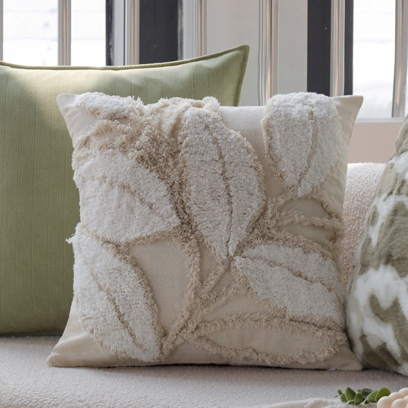 Dekokissen aus Baumwoll-Leinen mit floraler Chenille-Tufting und verdecktem Reißverschluss Brehn