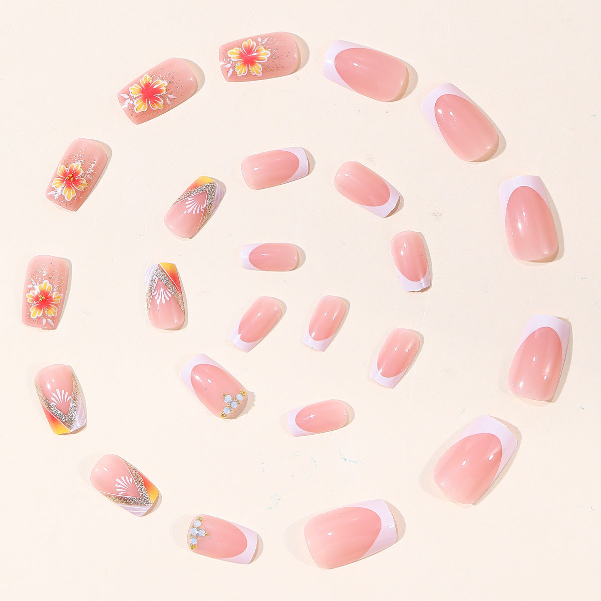 Elegante Florale Französische Spitze Nagelkunst Brehn