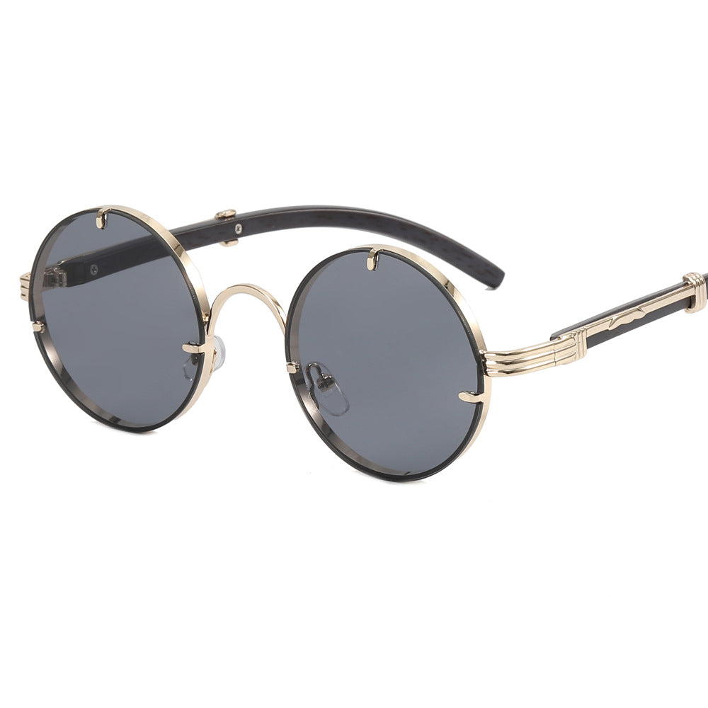 Damen runde Sonnenbrille mit luxuriösem Holzrahmen und goldenen Akzenten Brehn
