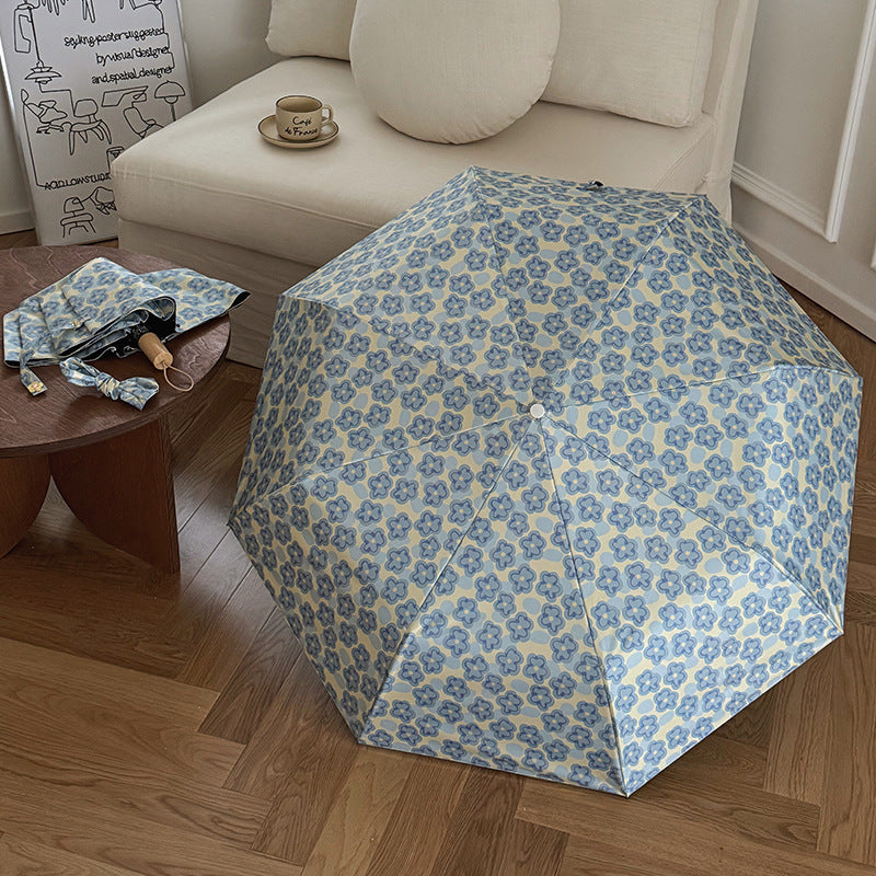Damen Faltbarer Regenschirm mit elegantem Blumenmuster Brehn