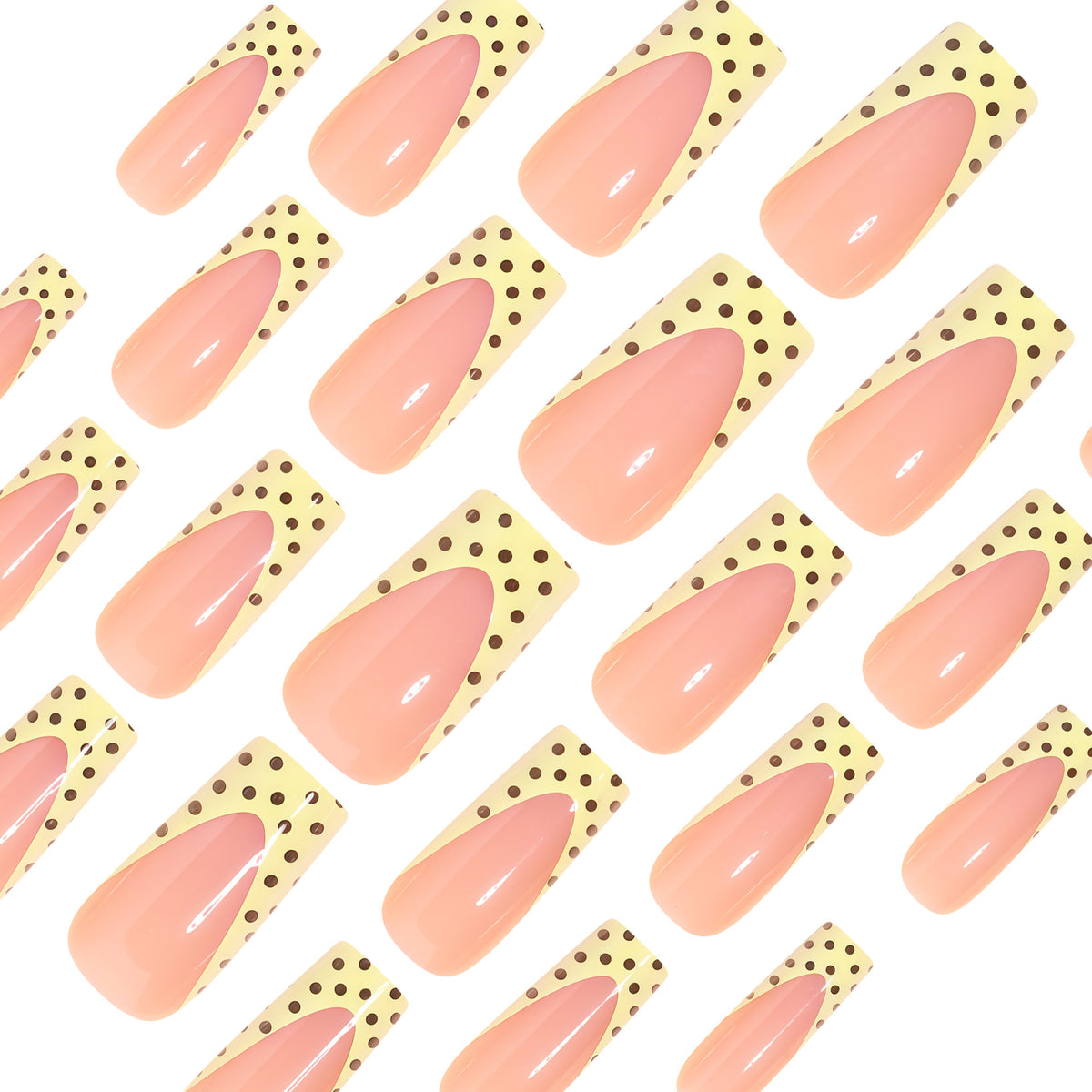 Künstlerische lange Nagelverlängerungen mit Punkten Design Brehn