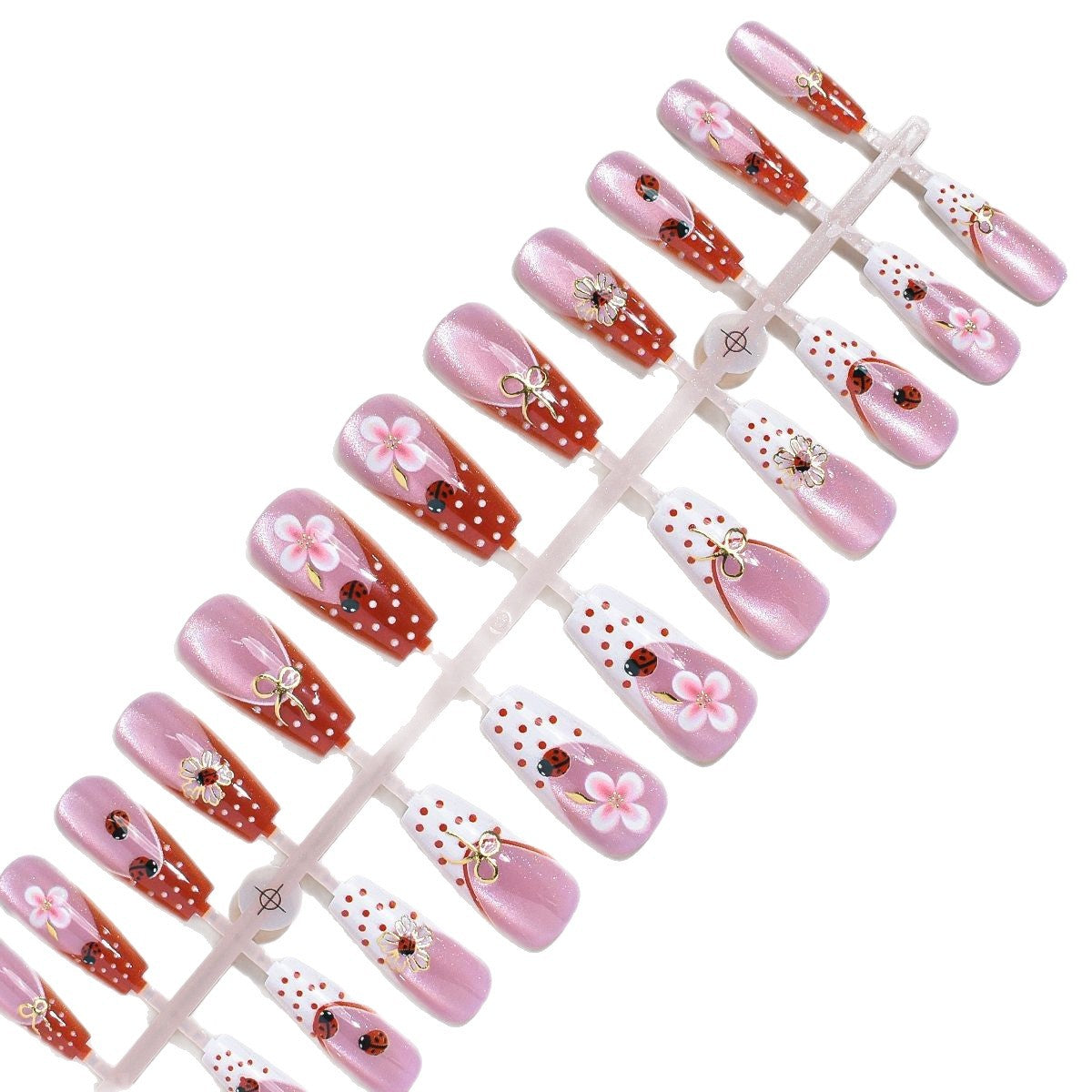Künstlerische florale Press-On-Nageltips Brehn