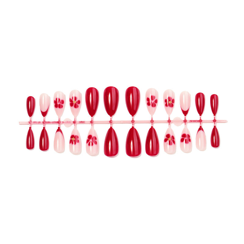 Künstlerisches Floral Press-On Nail Set Brehn 1788495052