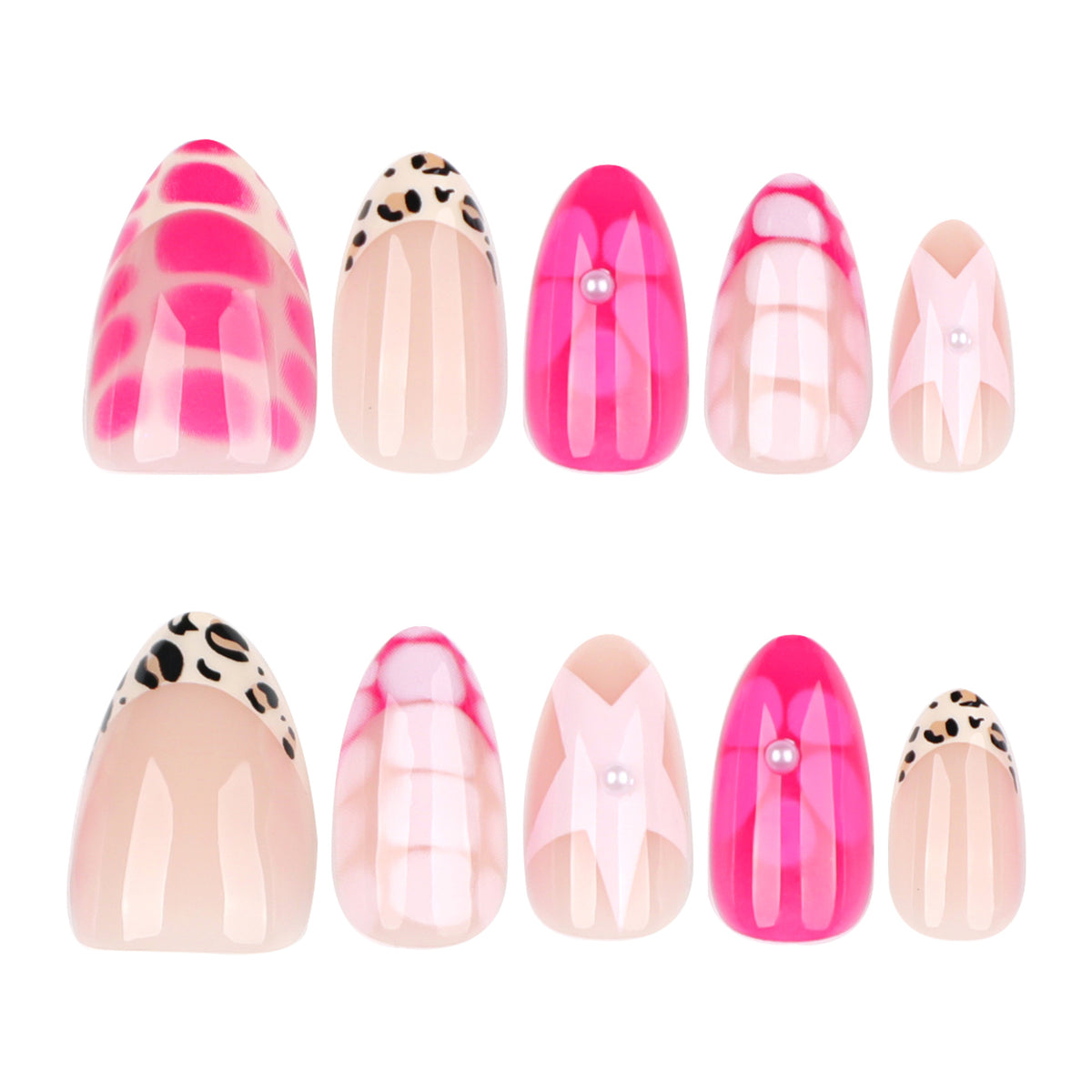 Kunstvolle Nagelkunst mit buntem Design und Glitzerakzenten Brehn