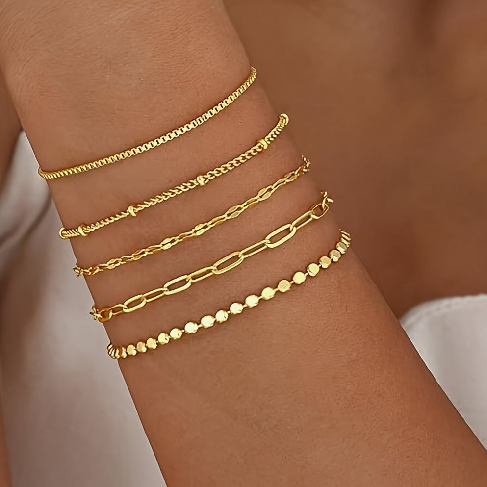 Delikates Goldkettchen Armband Set Brehn