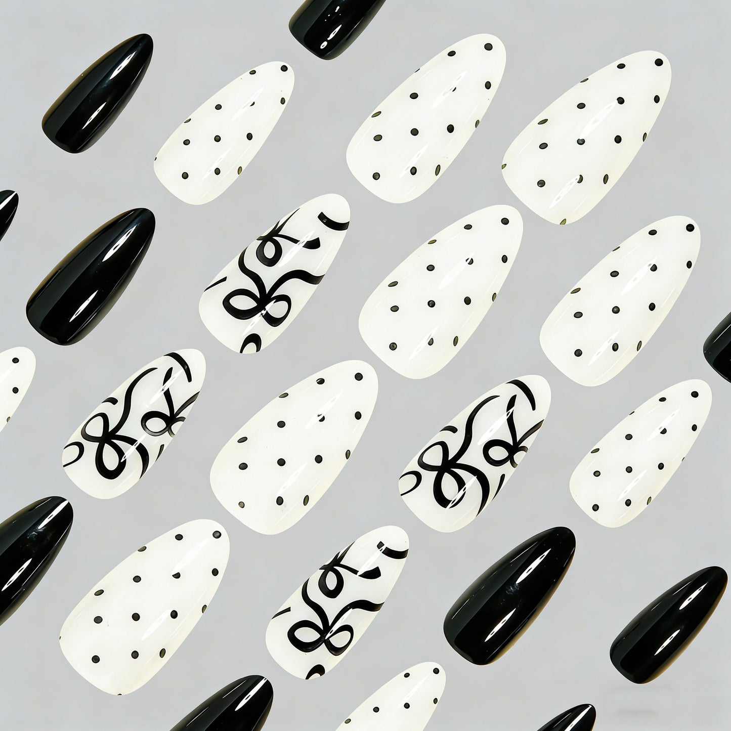 Künstlerisches Press-On-Nagelset mit Schleifen-Designs Brehn