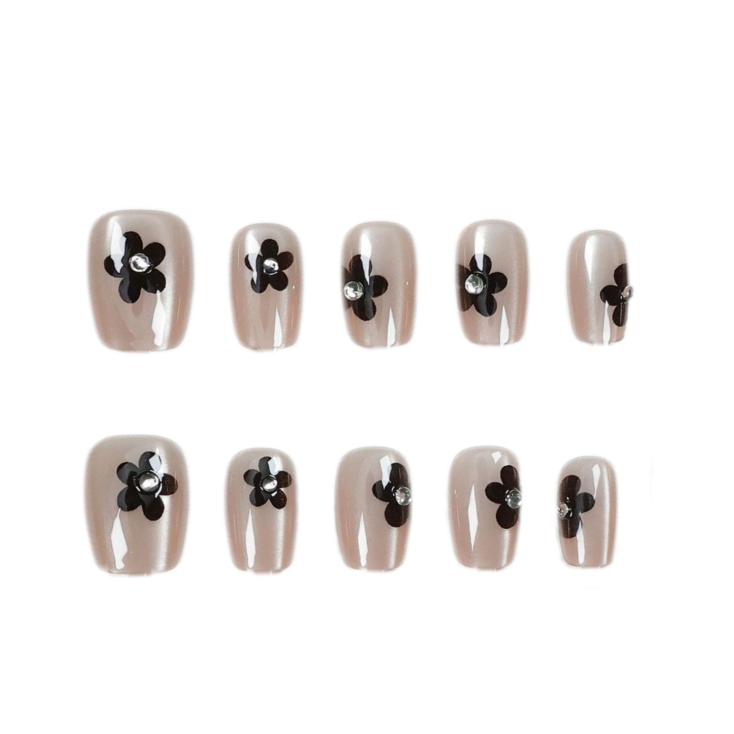 Floral Glitter Press-On Nail Art Brehn