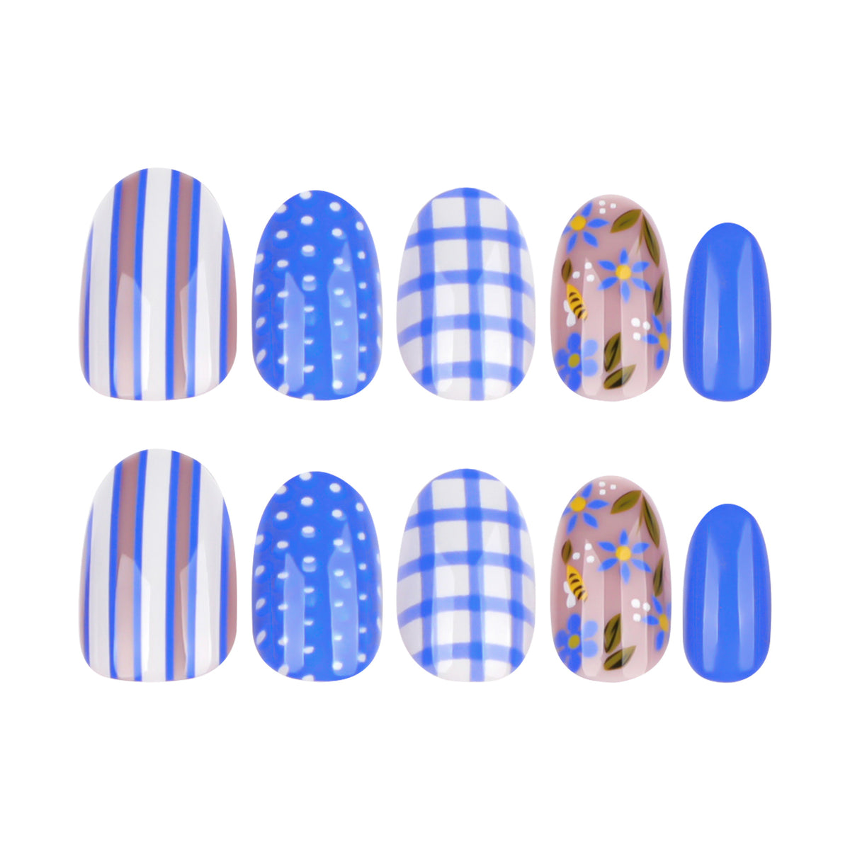 Kunstvolle Nagelkunst mit floralen und geometrischen Designs Brehn