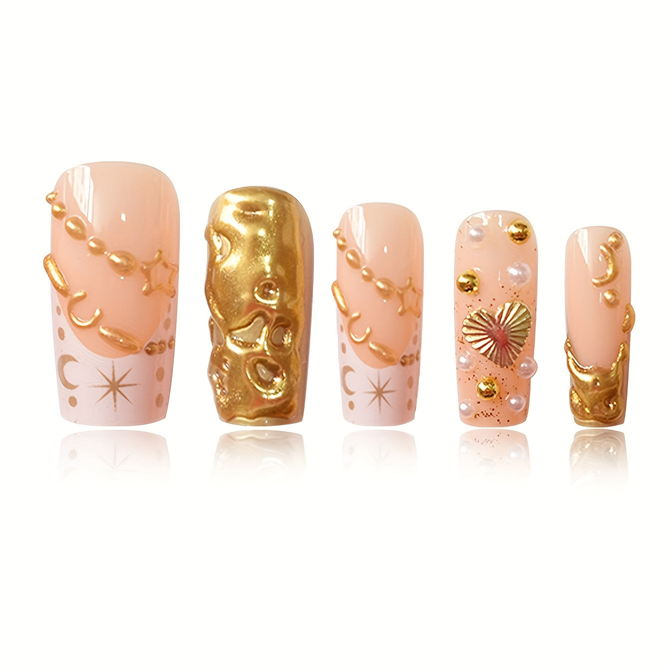 Aufwendige goldene dekorative Nagelkunst Brehn