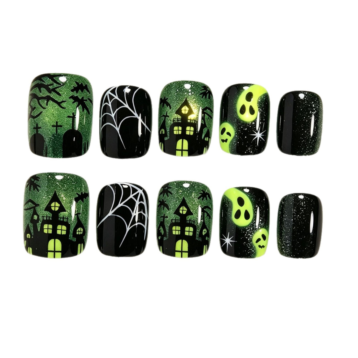 Halloween-inspiriertes Press-On-Nagelkunst-Set Brehn