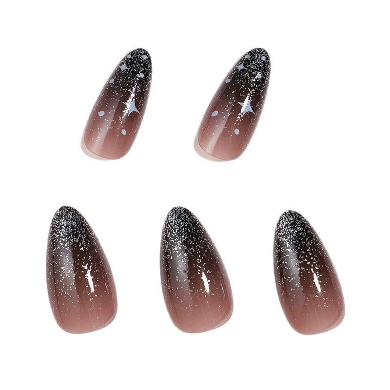 Künstlerisches Ombre Press-On Nagelset mit himmlischem Design Brehn