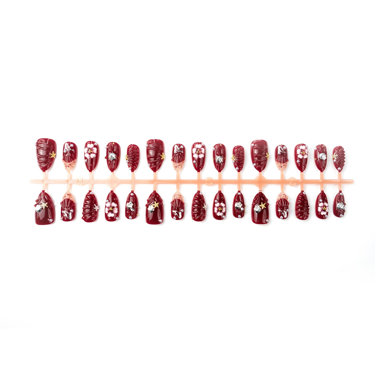 Premium Kunstnägel mit floralen und maritimen Motiven Brehn