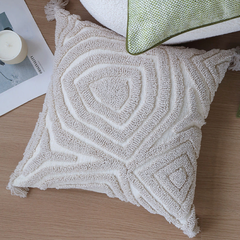 Quadratischer Kissenbezug mit abstraktem Hahnentritt‑Jacquard und feiner Leinenmischung Brehn