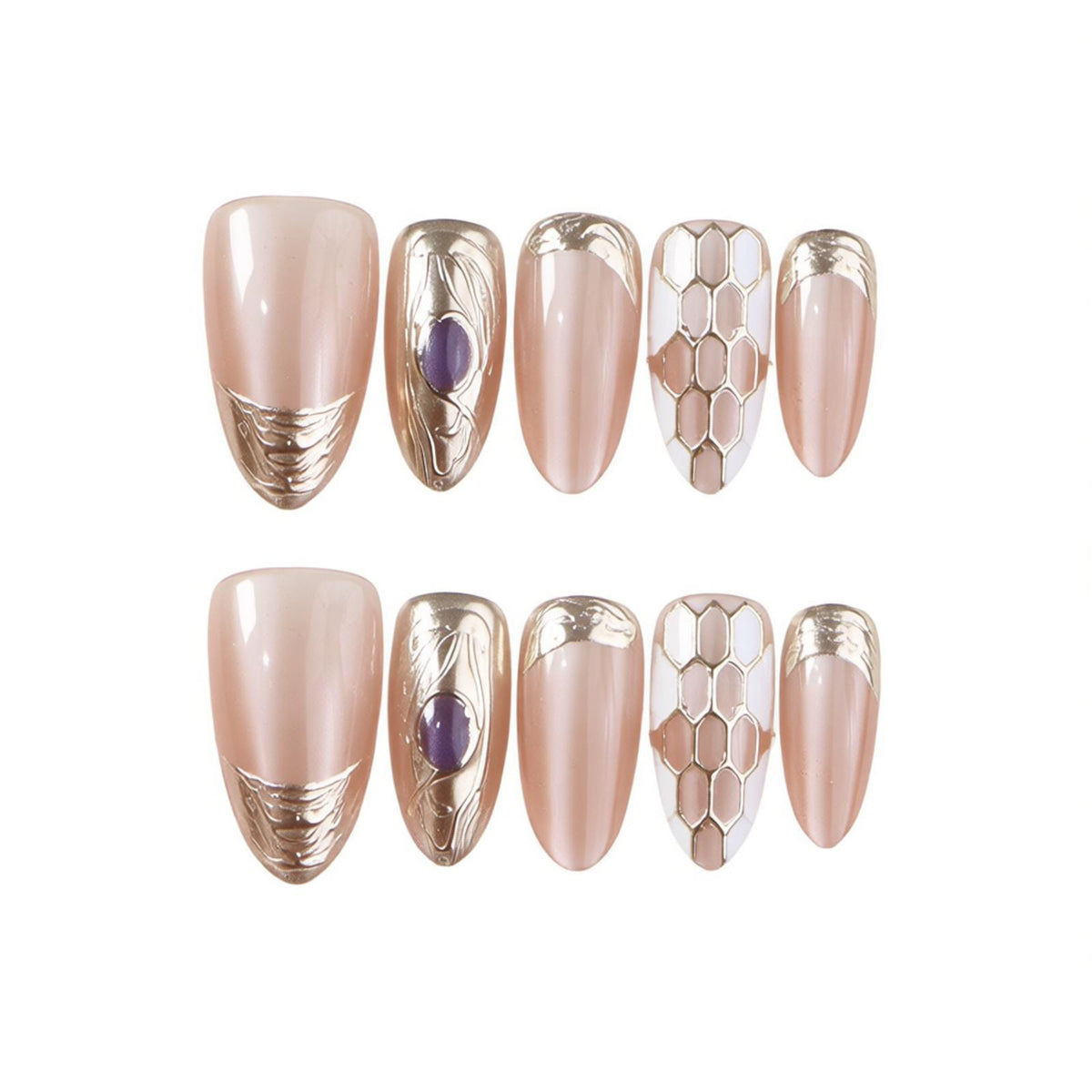 Luxuriöses dekoratives Press-On-Nagelset Brehn