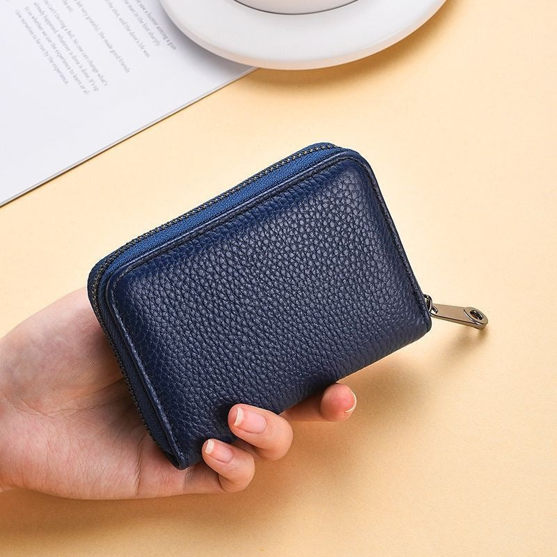 Kompakte Reißverschluss Leder Brieftasche