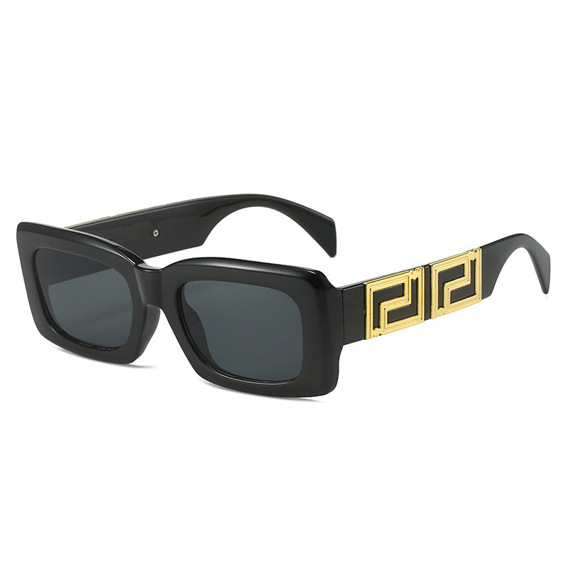 Damen elegante quadratische Sonnenbrille mit luxuriösem Goldakzent Brehn