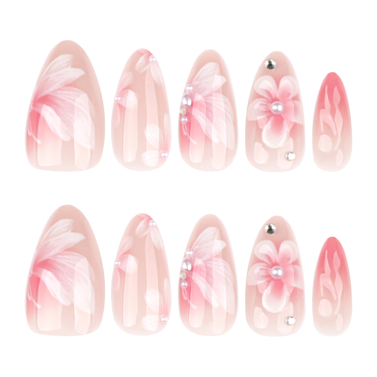 Kunstvolle Nagelverlängerungen mit floralem Design Brehn